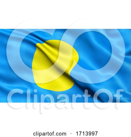 3D Illustration of the Flag of Palau Waving in the Wind by stockillustrations
