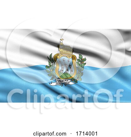 3D Illustration of the Flag of San Marino Waving in the Wind by stockillustrations