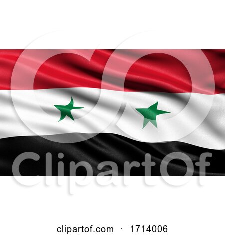 3D Illustration of the Flag of Syria Waving in the Wind by stockillustrations