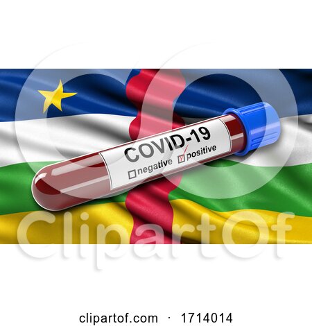 Flag of Central African Republic Waving in the Wind with a Positive Covid 19 Blood Test Tube by stockillustrations