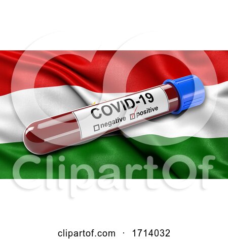 Flag of Tajikistan Waving in the Wind with a Positive Covid 19 Blood Test Tube by stockillustrations