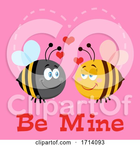 Bee Couple in Love over Be Mine Text by Hit Toon