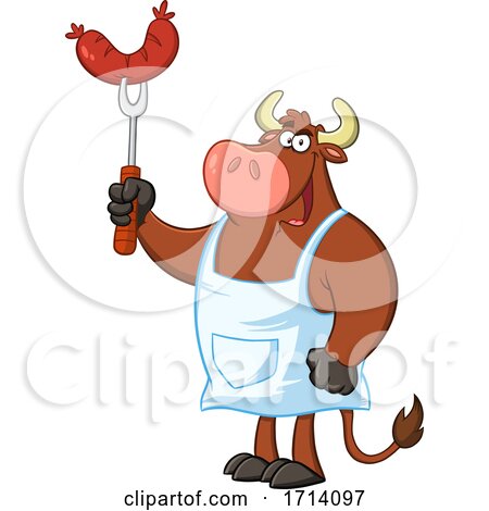 Bull BBQ Chef with a Sausage by Hit Toon