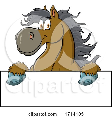 Happy Draft Horse over a Sign by Hit Toon