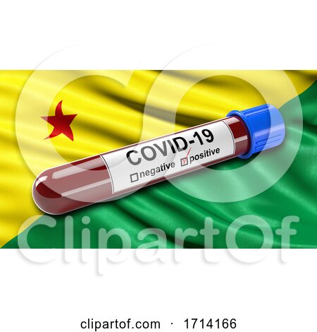 Brazilian State Flag of Acre Waving in the Wind with a Positive Covid 19 Blood Test Tube by stockillustrations