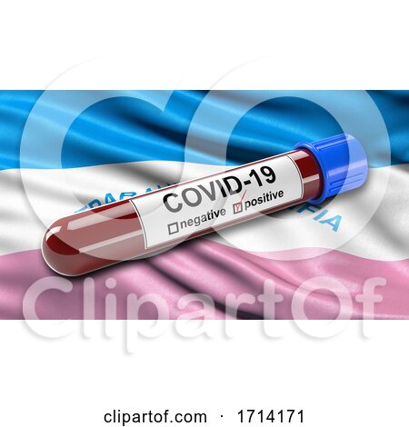 Brazilian State Flag of Espirito Santo Waving in the Wind with a Positive Covid 19 Blood Test Tube by stockillustrations