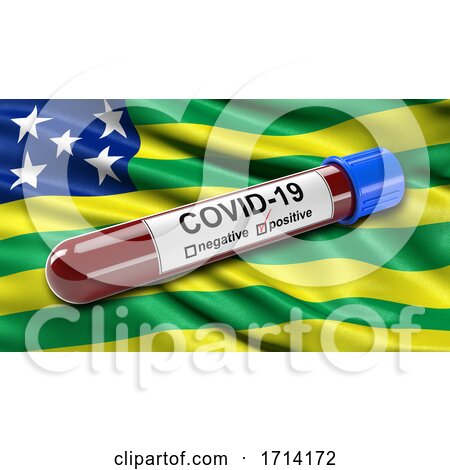 Brazilian State Flag of Goias Waving in the Wind with a Positive Covid 19 Blood Test Tube by stockillustrations