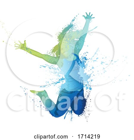 Happy Woman Jumping with Splatters and Splashes by dero