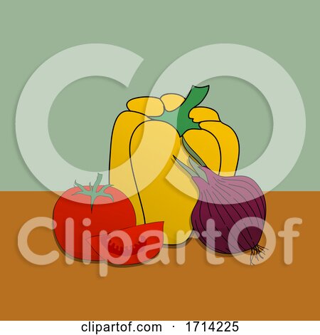 Hand Drawn Colorful Vegetables Background by elaineitalia