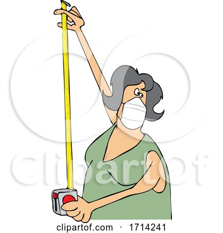 Cartoon Woman Wearing a Mask and Using a Tape Measure by djart