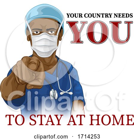 Doctor Nurse Needs You Stay Home Pointing Poster by AtStockIllustration