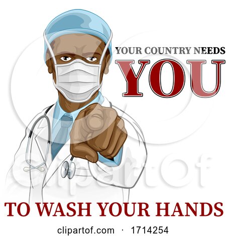 Doctor Pointing Needs You to Wash Your Hands by AtStockIllustration
