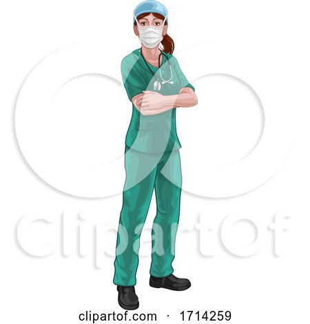 Doctor or Nurse Woman in Medical Scrubs Unifrom by AtStockIllustration