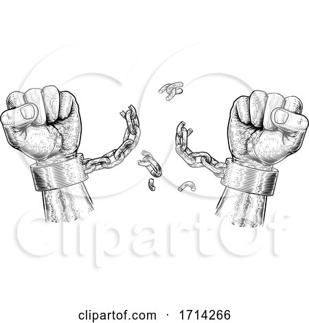 Hands Breaking Chain Shackle Handcuffs by AtStockIllustration