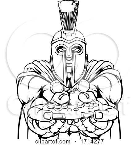 Spartan Trojan Gamer Warrior Controller Mascot by AtStockIllustration