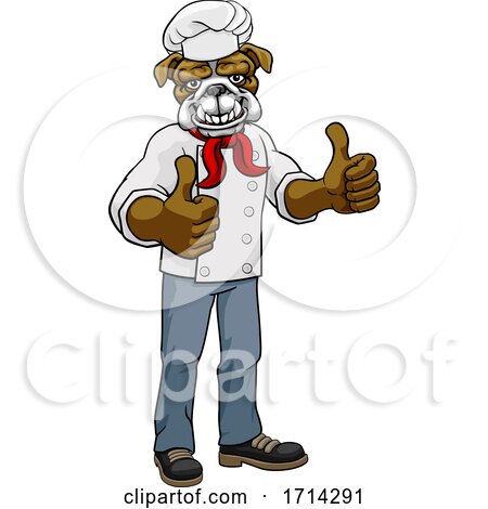 Bulldog Chef Mascot Thumbs up Cartoon by AtStockIllustration