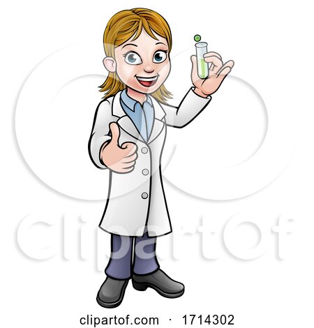 Cartoon Scientist Holding Test Tube by AtStockIllustration