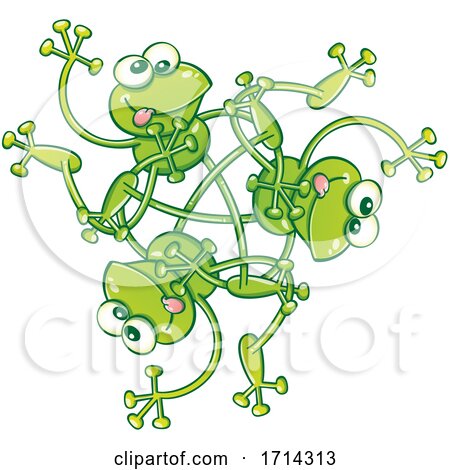 Cartoon Silly Frogs Waving in a Rotative Pattern by Zooco
