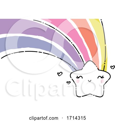 Watercolor Cute Shooting Star with a Rainbow by elena