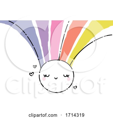 Watercolor Cute Sun with a Rainbow by elena