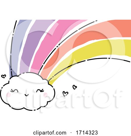 Watercolor Cute Cloud with a Rainbow by elena