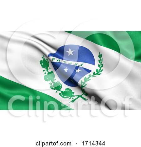 3D Illustration of the Brazilian State Flag of Parana Waving in the Wind by stockillustrations