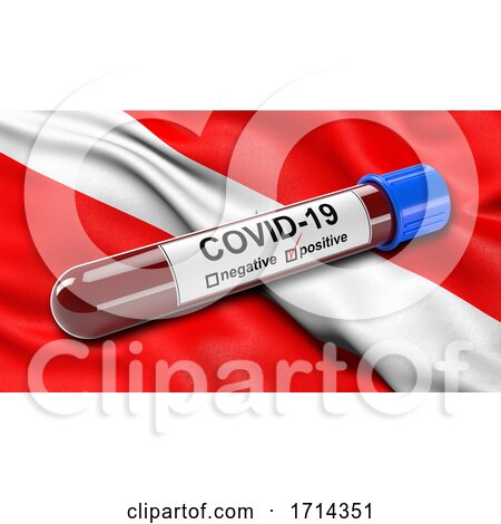 Brazilian State Flag of Para Waving in the Wind with a Positive Covid 19 Blood Test Tube by stockillustrations