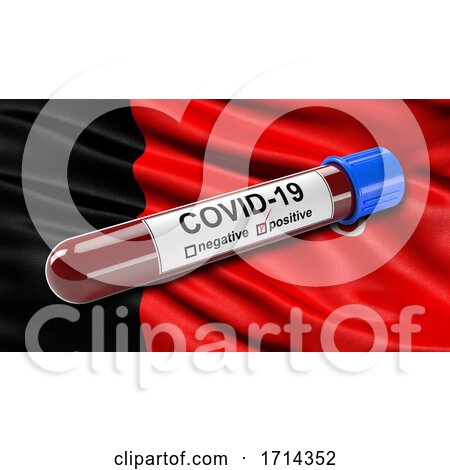 Brazilian State Flag of Paraiba Waving in the Wind with a Positive Covid 19 Blood Test Tube by stockillustrations
