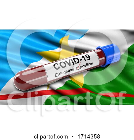 Brazilian State Flag of Roraima Waving in the Wind with a Positive Covid 19 Blood Test Tube by stockillustrations