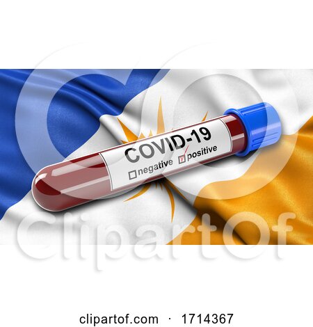 Brazilian State Flag of Tocantins Waving in the Wind with a Positive Covid19 Blood Test Tube by stockillustrations