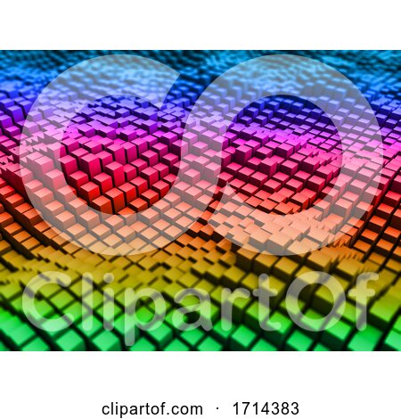 3D Abstract Background with Rainbow Coloured Extruding Cubes by KJ Pargeter