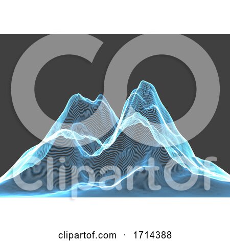Abstract Background with Mountain Landscape in Wireframe by KJ Pargeter