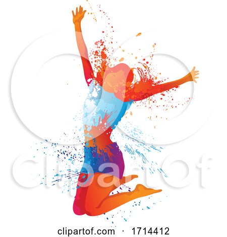 Happy Woman Jumping with Splatters and Splashes by dero