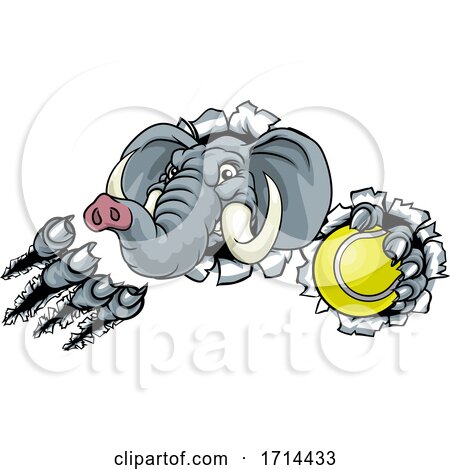 Elephant Tennis Ball Sports Animal Mascot by AtStockIllustration