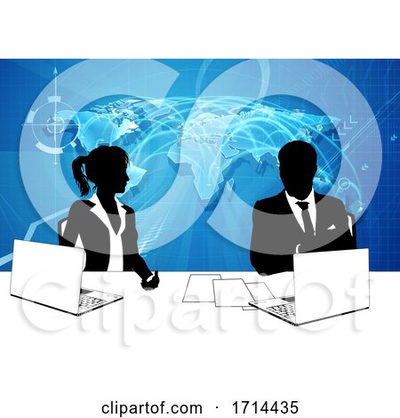 News Anchor Silhouette TV Reporter Presenters by AtStockIllustration