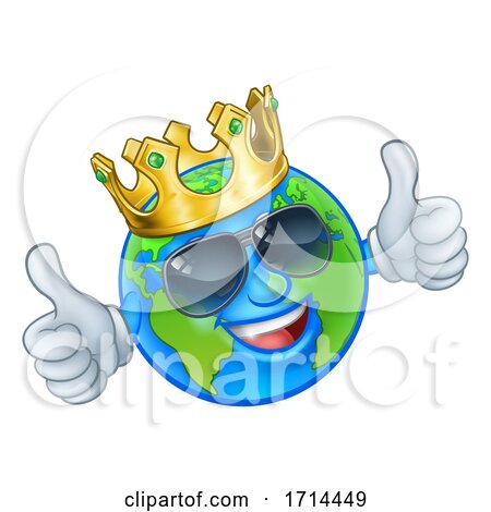 Earth Globe King Sunglasses Cartoon World Mascot by AtStockIllustration