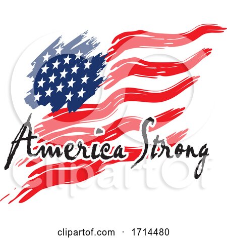 Waving USA Flag and American Strong Text by Johnny Sajem