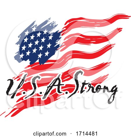Waving American Flag and USA Strong Text by Johnny Sajem