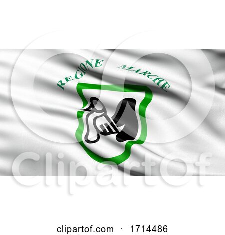 3D Illustration of the Italian State Flag of Marche Waving in the Wind by stockillustrations