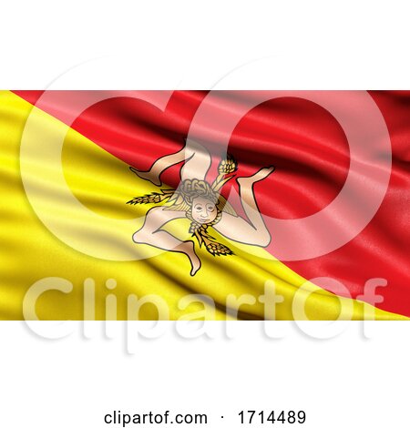3D Illustration of the Italian State Flag of Sicily Waving in the Wind by stockillustrations