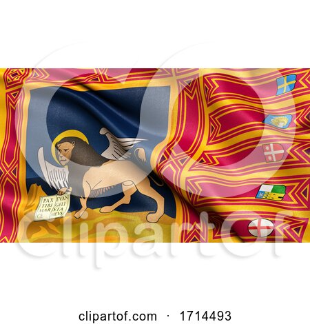 3D Illustration of the Italian State Flag of Veneto Waving in the Wind by stockillustrations