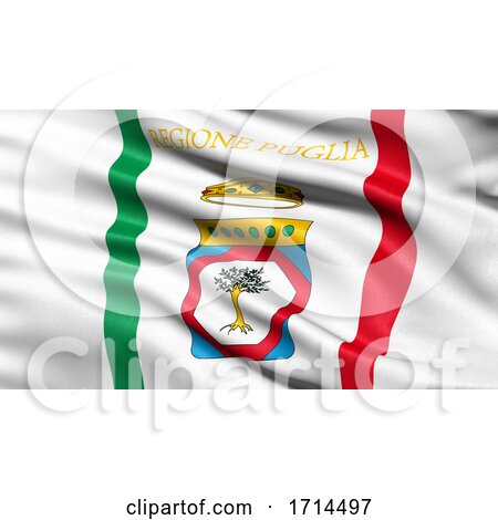 3D Illustration of the Italian State Flag of Apulia Waving in the Wind by stockillustrations