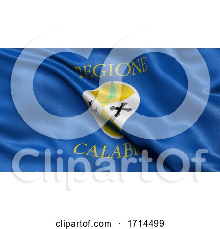 3D Illustration of the Italian State Flag of Calabria Waving in the Wind by stockillustrations