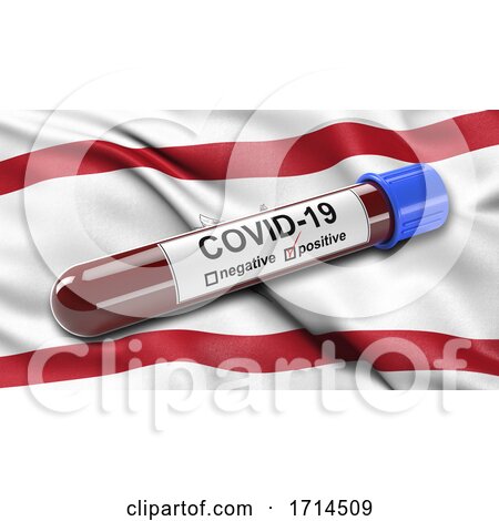 Italian State Flag of Tuscany Waving in the Wind with a Positive Covid 19 Blood Test Tube by stockillustrations
