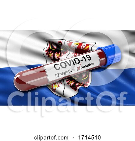 Italian State Flag of Trentino South Tyrol Waving in the Wind with a Positive Covid-19 Blood Test Tube by stockillustrations