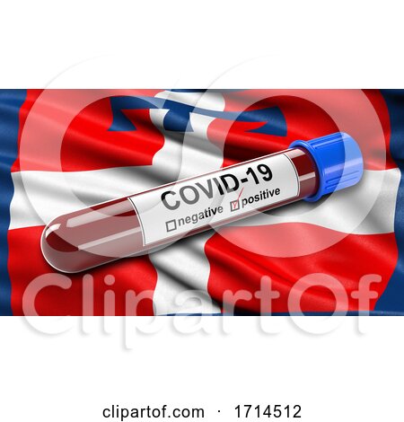 Italian State Flag of Piedmont Waving in the Wind with a Positive Covid 19 Blood Test Tube by stockillustrations