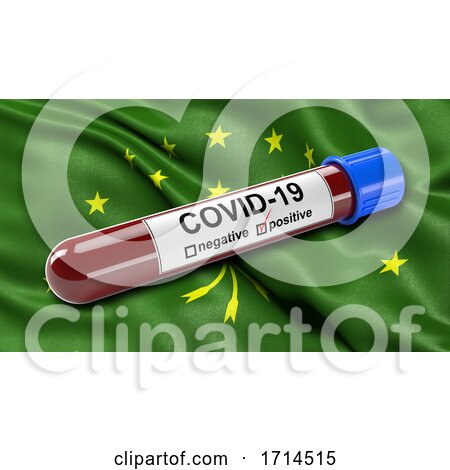 Flag of the Republic of Adygea Waving in the Wind with a Positive Covid 19 Blood Test Tube by stockillustrations
