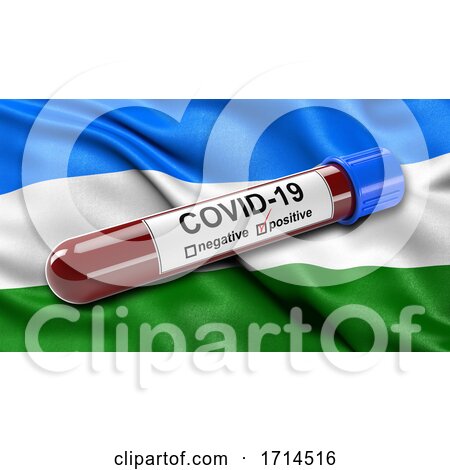 Flag of the Republic of Bashkortostan Waving in the Wind with a Positive Covid 19 Blood Test Tube by stockillustrations