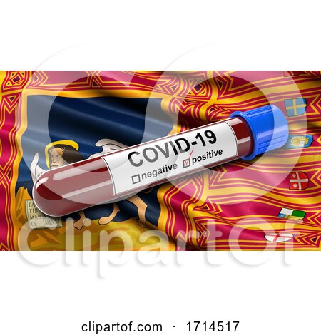 Italian State Flag of Veneto Waving in the Wind with a Positive Covid 19 Blood Test Tube by stockillustrations