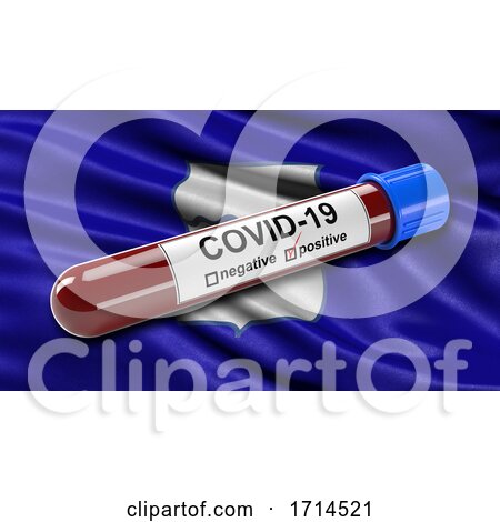 Italian State Flag of Basilicata Waving in the Wind with a Positive Covid 19 Blood Test Tube by stockillustrations